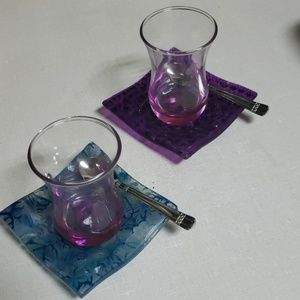 NWOT - genuine Turkish glass tea set - set of 6